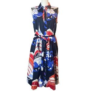 Talbots Multi Color Button Down Dress Sz 8